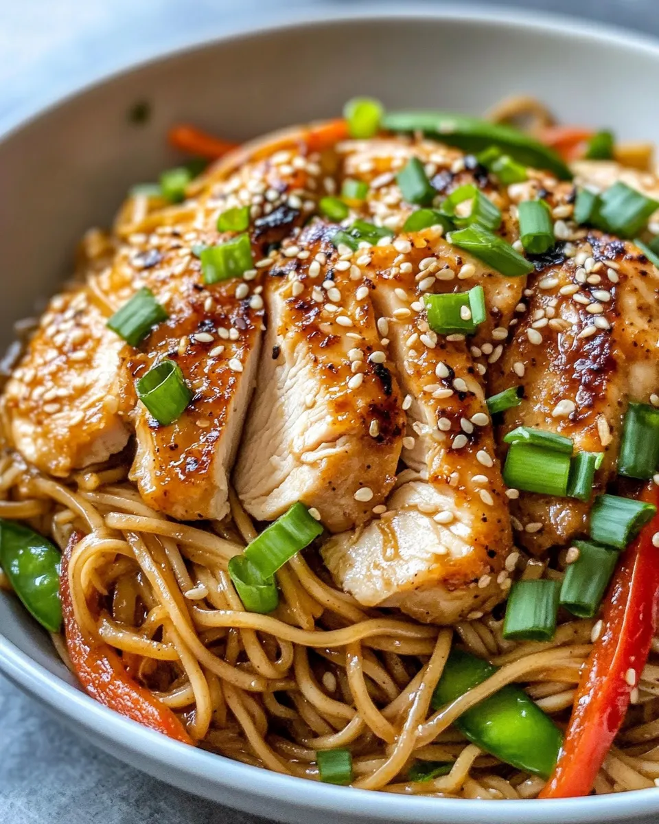 Easy Sesame Ginger Chicken Soba Noodles food shot