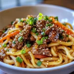 Homemade Spicy Sesame Beef Udon Noodles recipe photo