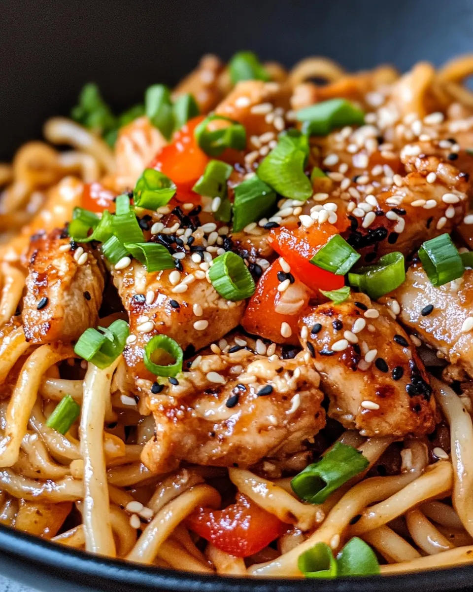 Delicious Spicy Sesame Chicken Udon dish photo