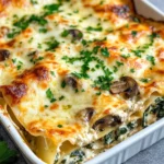 Homemade Spinach Mushroom Alfredo Lasagna recipe photo
