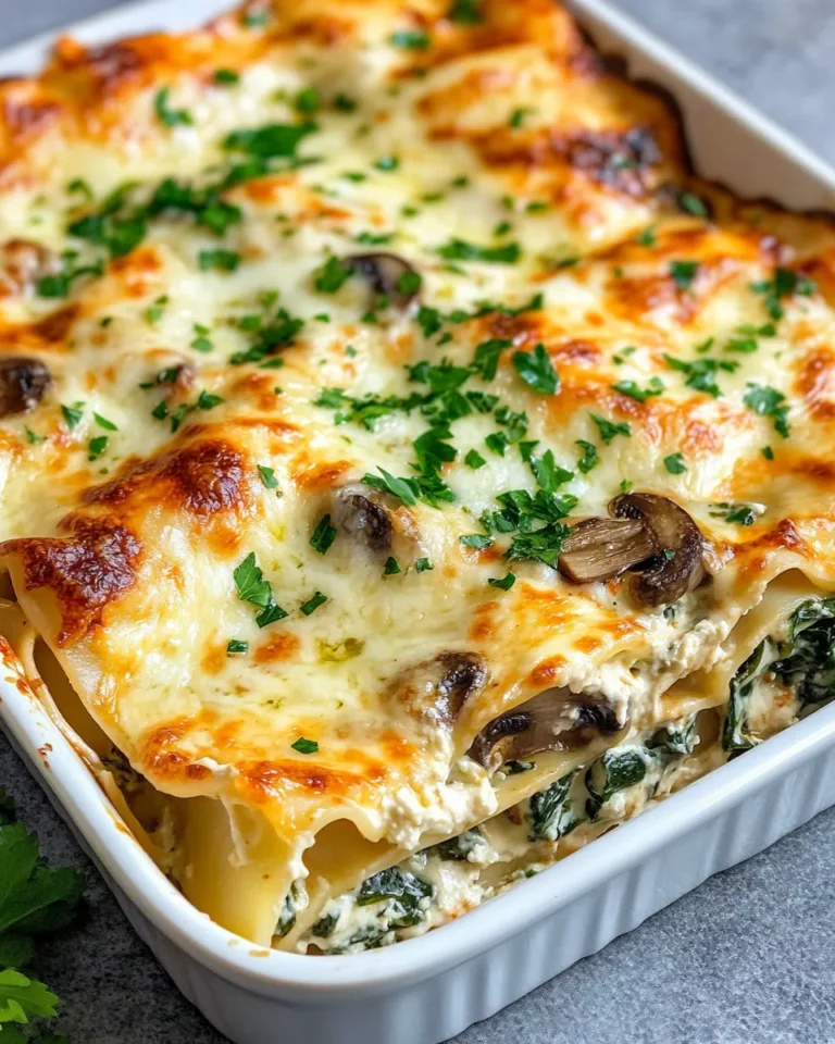 Homemade Spinach Mushroom Alfredo Lasagna recipe photo