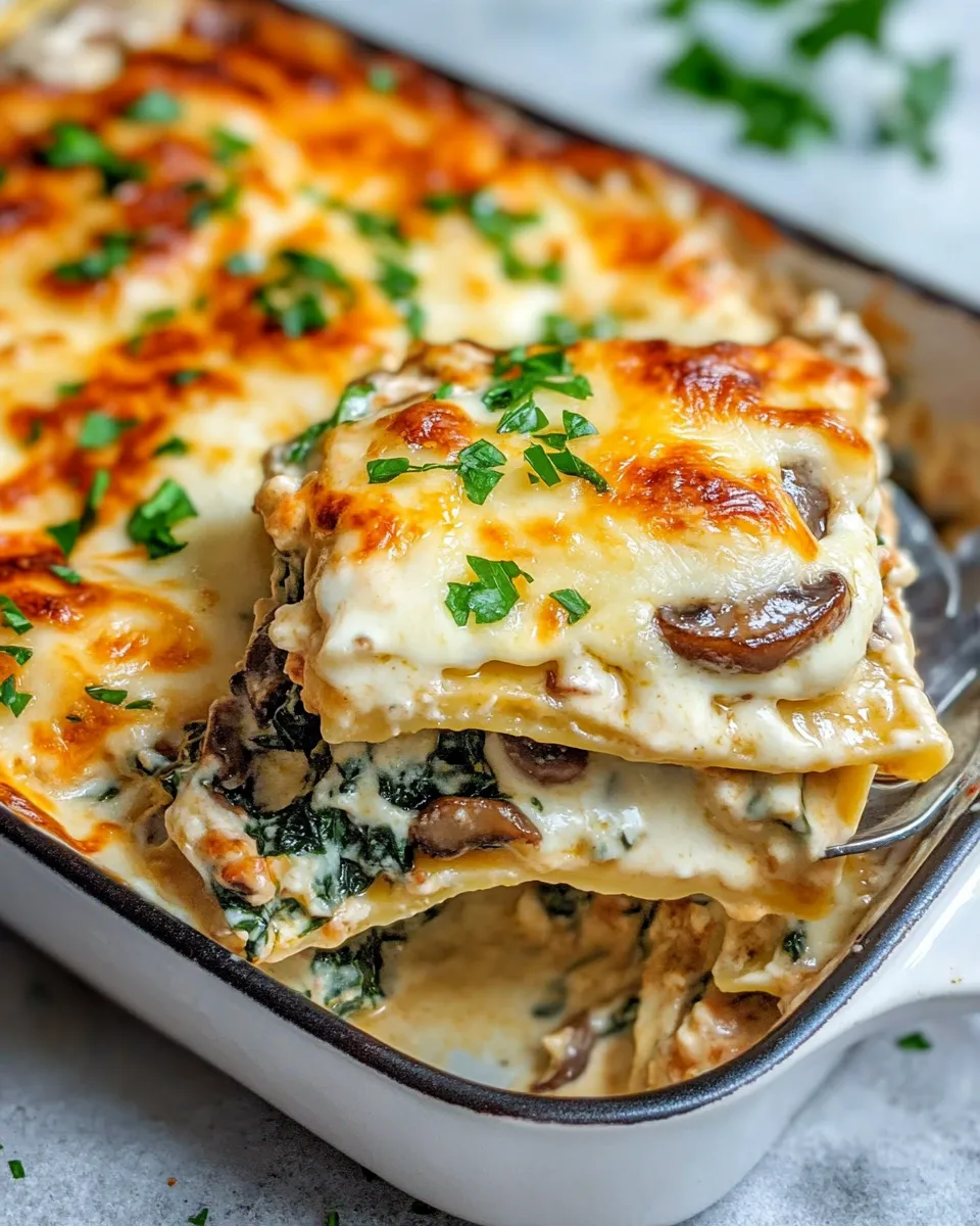 Delicious Spinach Mushroom Alfredo Lasagna picture