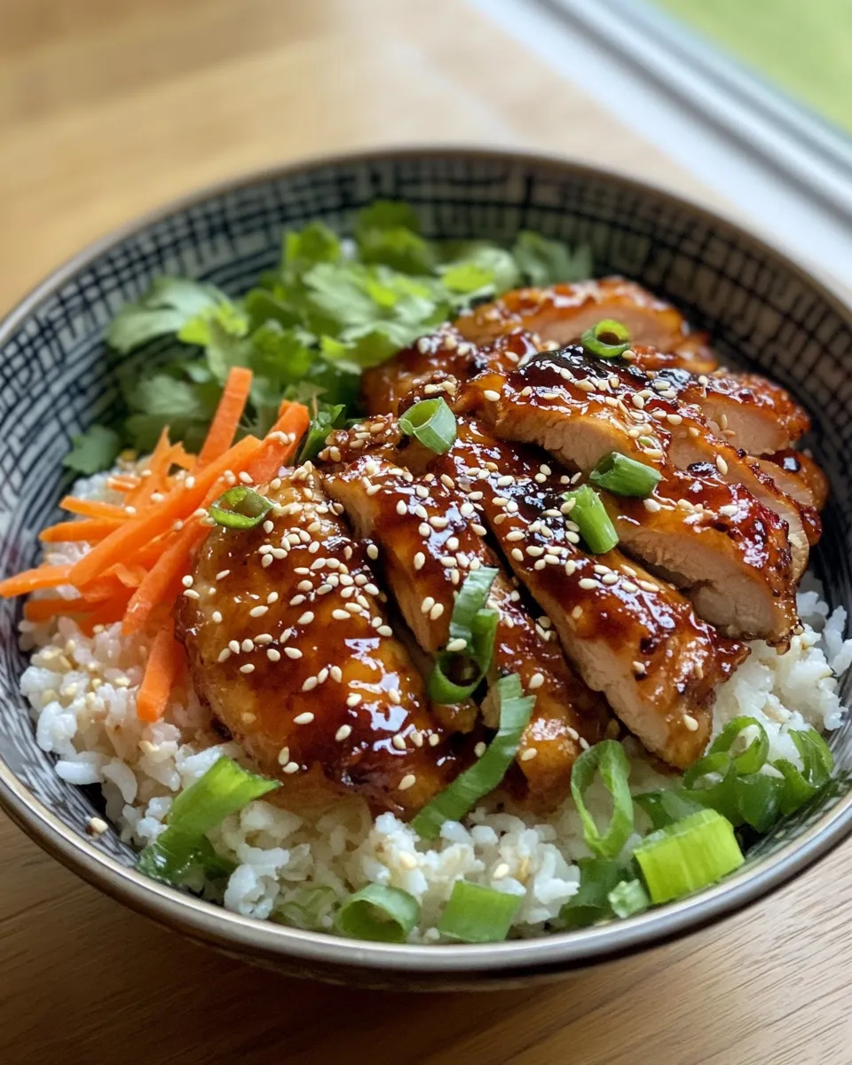 Easy Sticky Gochujang Chicken Rice Bowls food shot