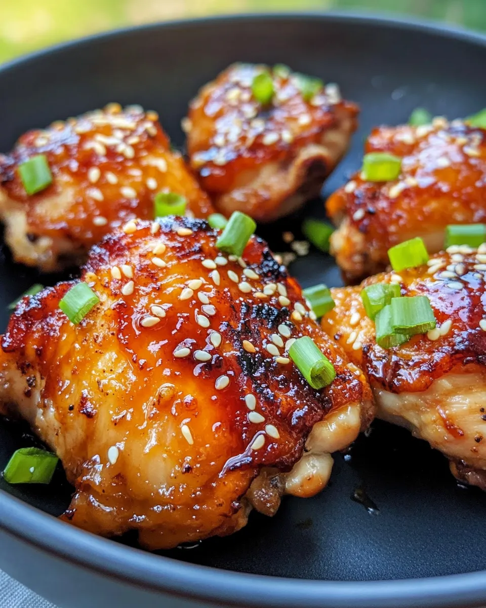 Easy Sticky Honey Garlic Chicken Thighs food shot