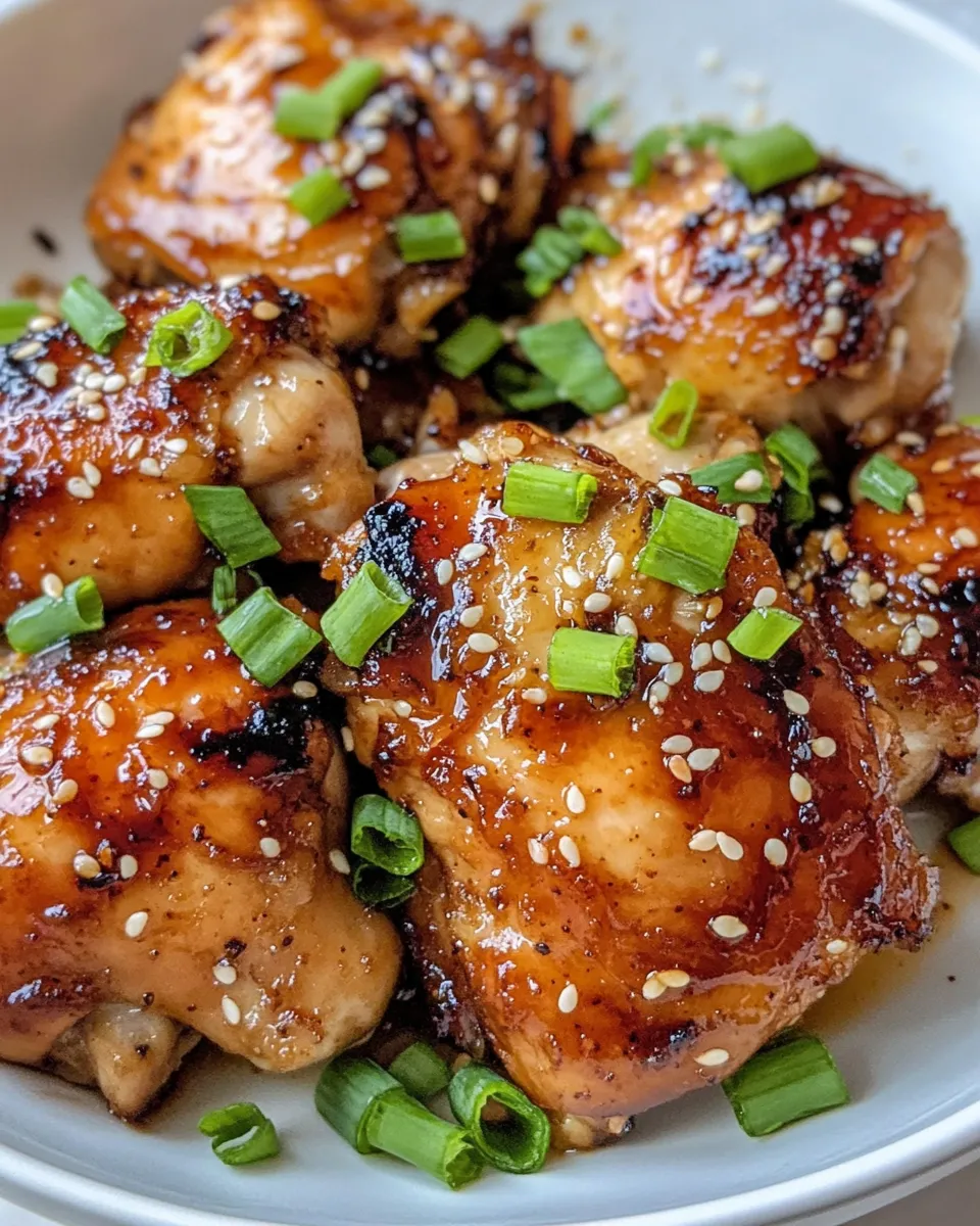 Delicious Sticky Honey Garlic Chicken Thighs plate image