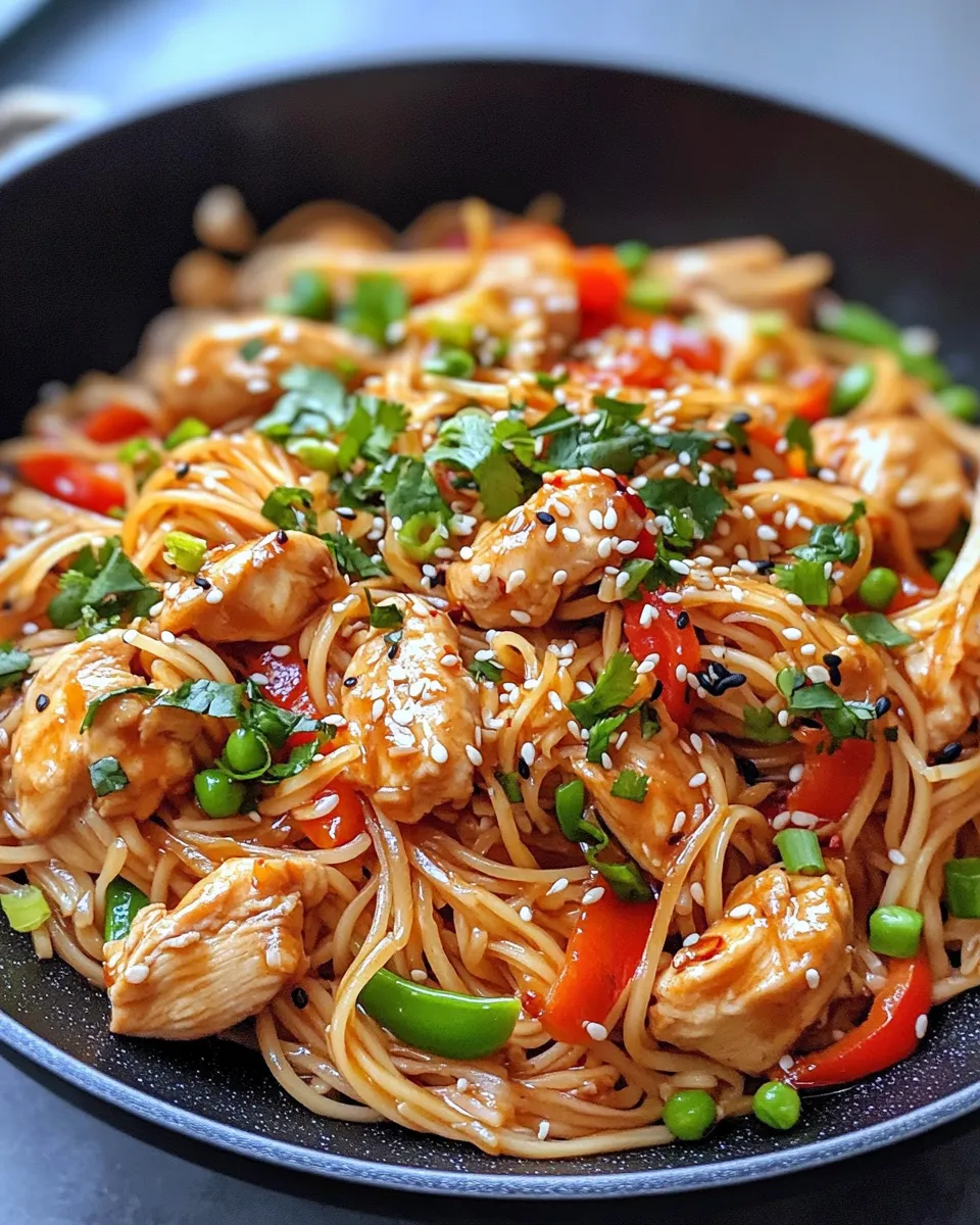 Homemade Sweet Chili Garlic Noodles with Chicken recipe photo