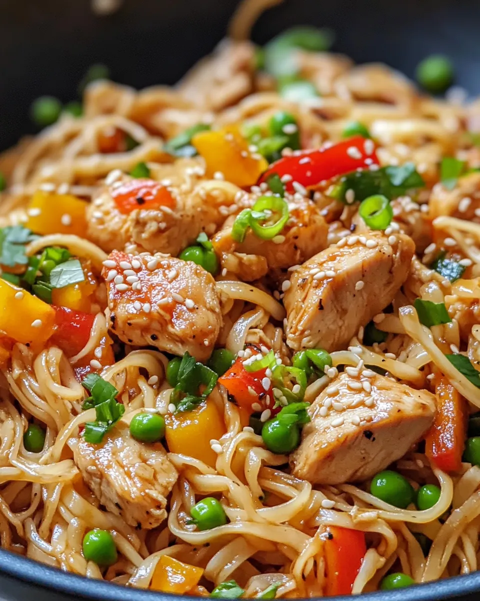 Easy Sweet Chili Garlic Noodles with Chicken food shot