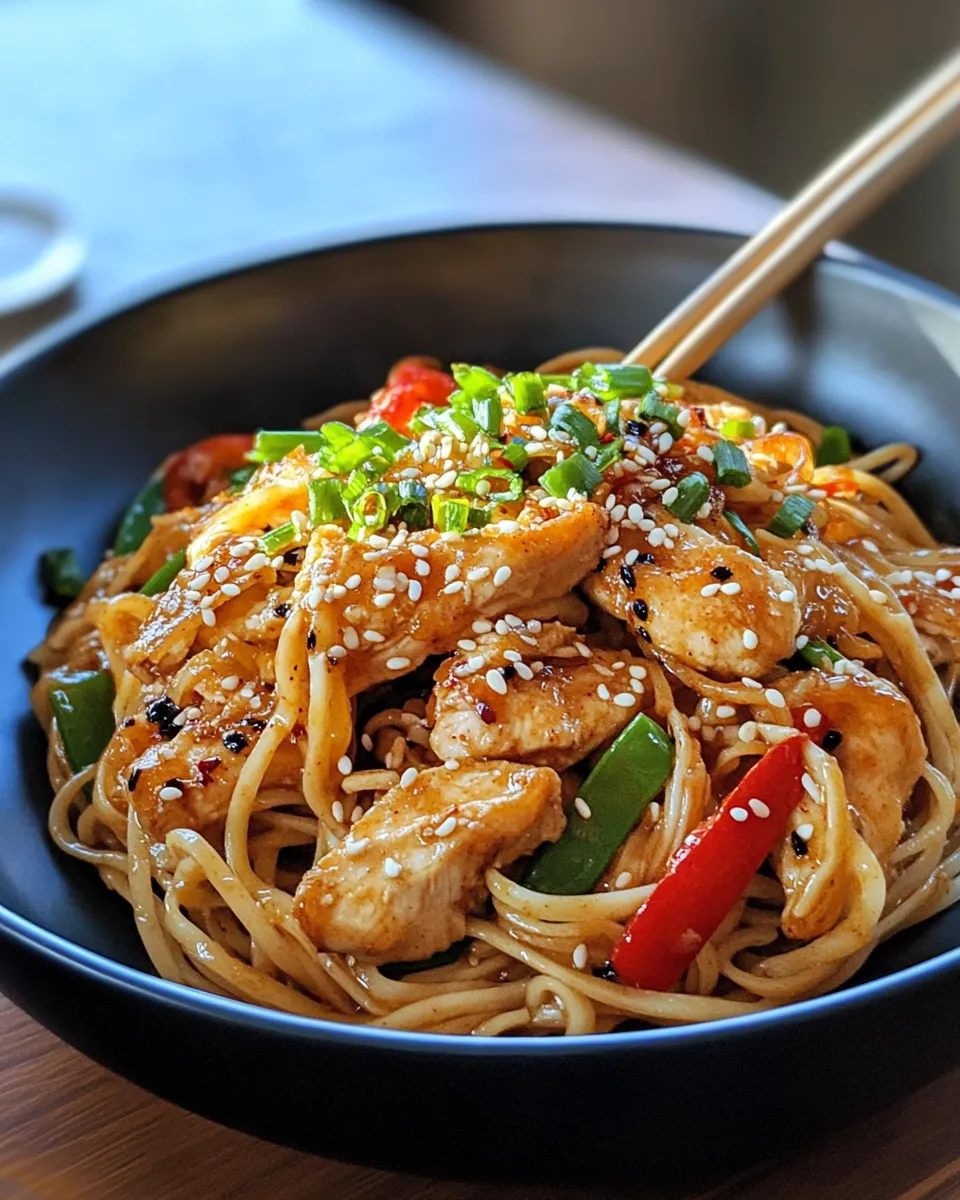 Delicious Sweet Chili Garlic Noodles with Chicken image