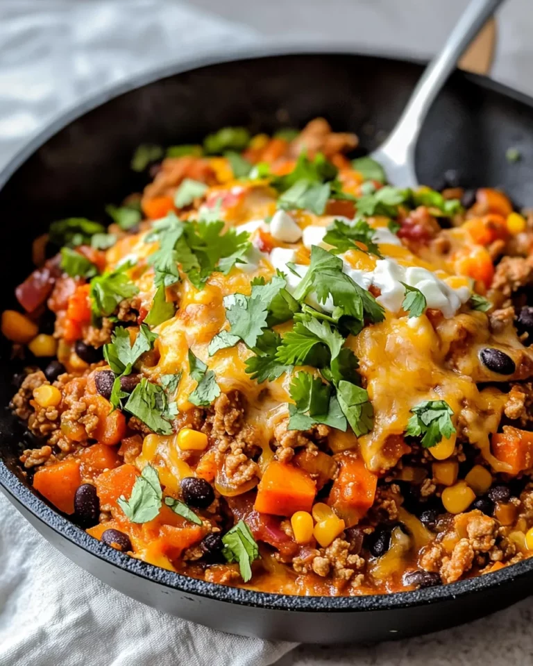 Homemade Sweet Potato Turkey Enchilada Skillet photo