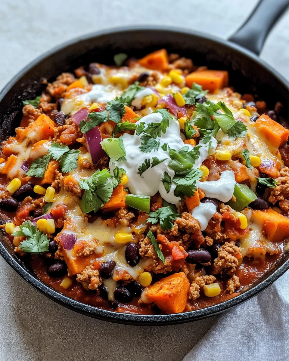 Classic Sweet Potato Turkey Enchilada Skillet image