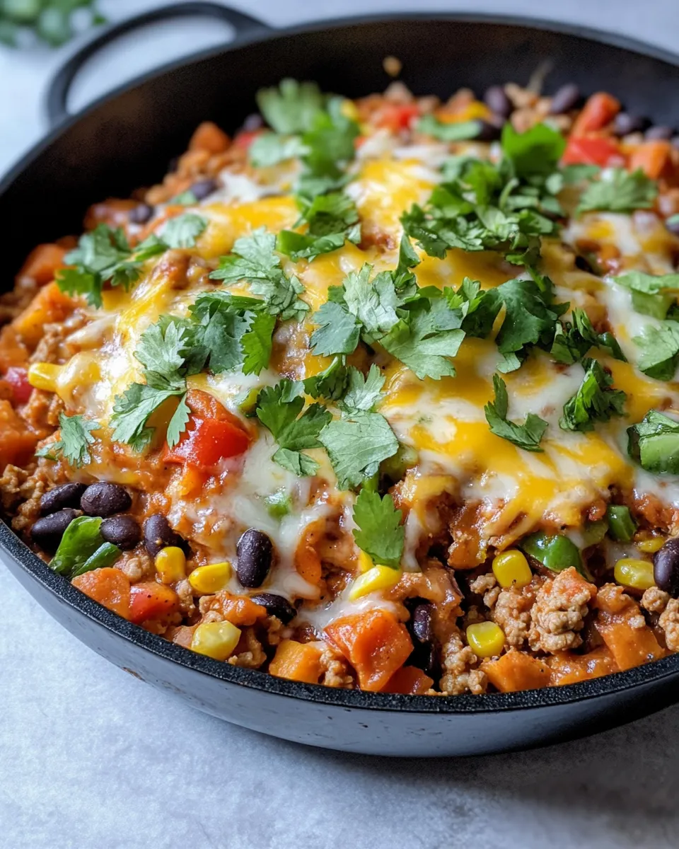 Easy Sweet Potato Turkey Enchilada Skillet recipe photo