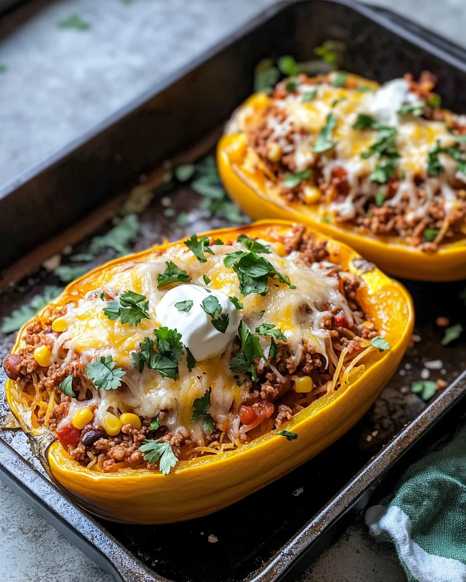 Delicious Taco-Stuffed Spaghetti Squash Boats dish photo