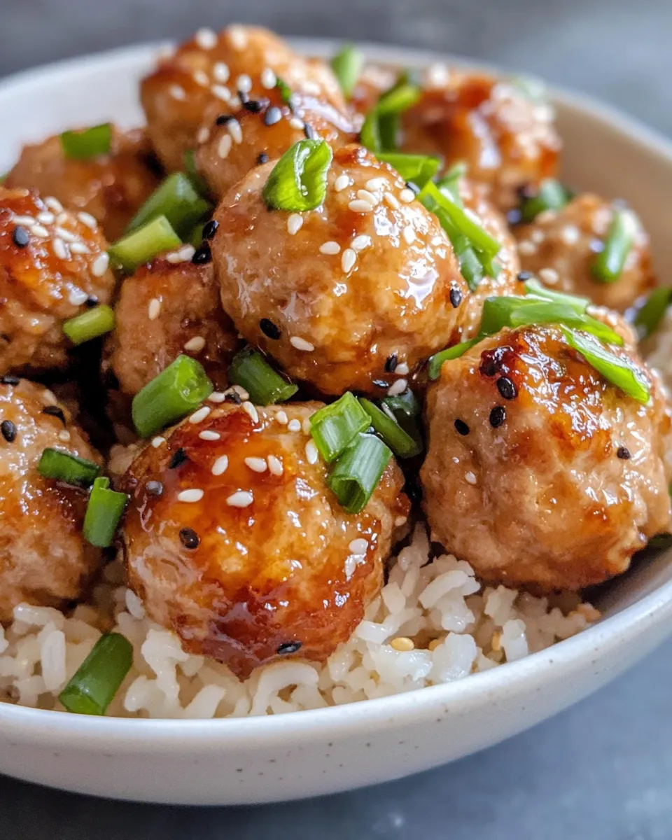 Homemade Teriyaki Meatballs with Sticky Rice recipe photo