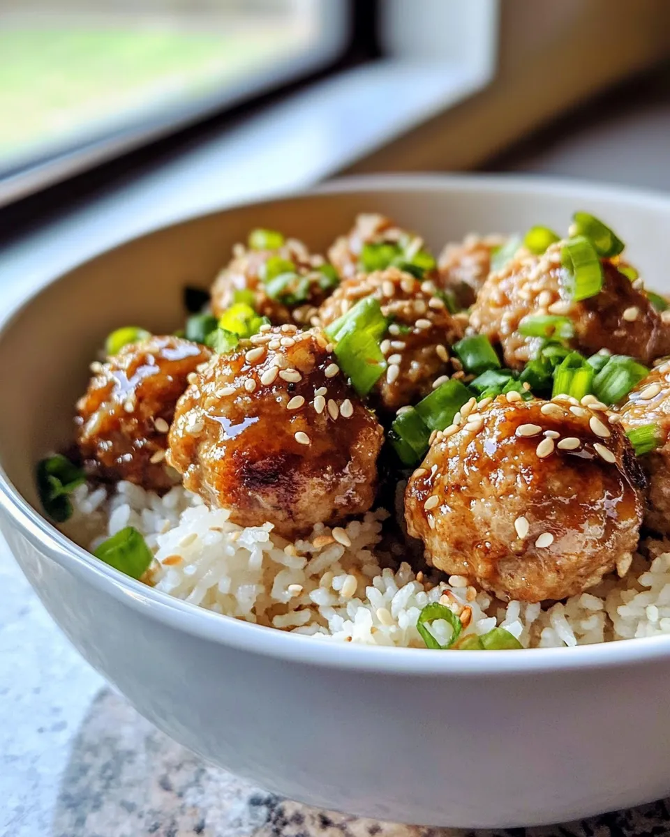 Classic Teriyaki Meatballs with Sticky Rice dish photo