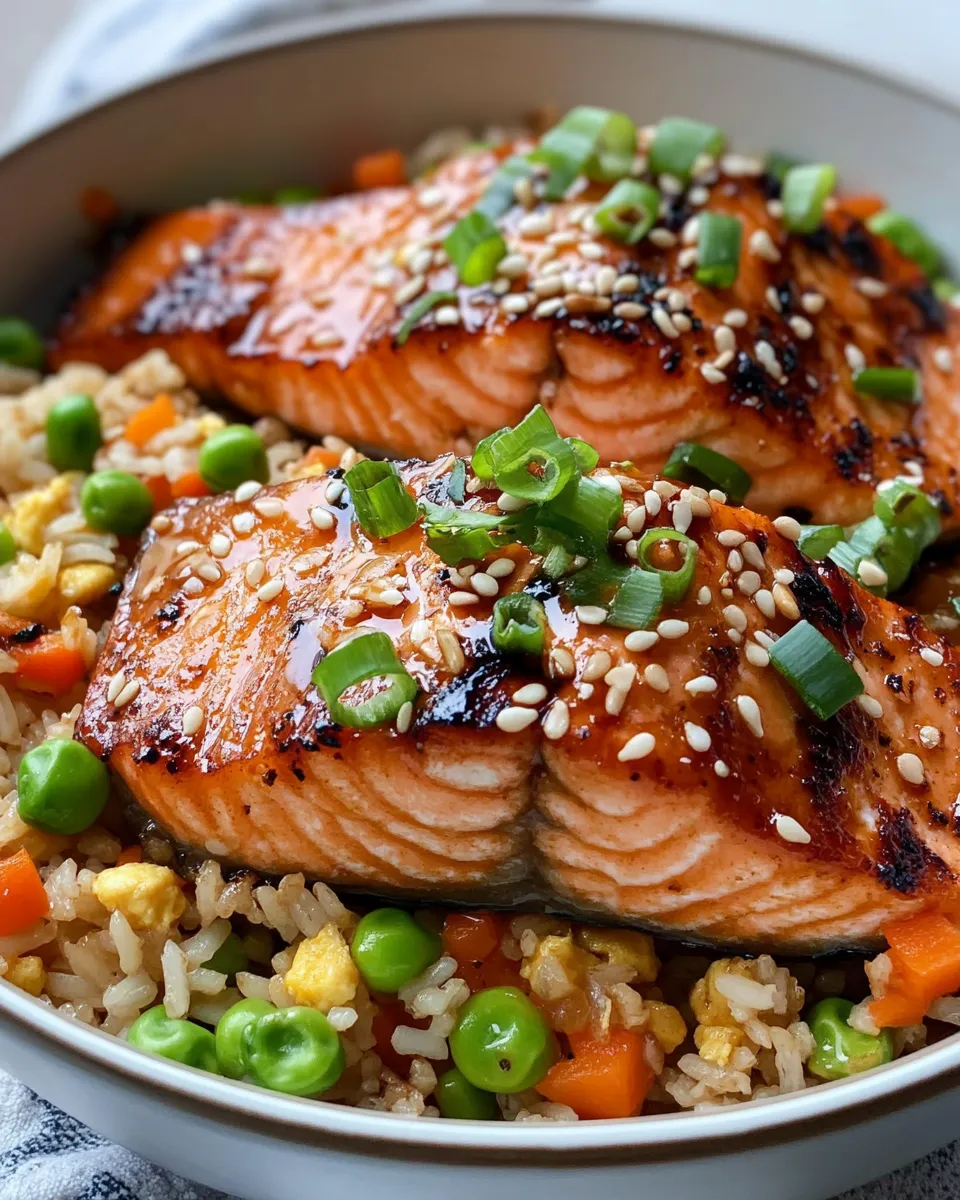 Easy Teriyaki Salmon with Fried Rice food shot