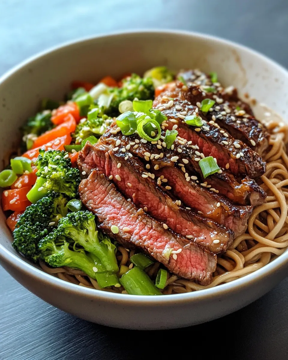 Easy Teriyaki Steak Soba Bowls food shot
