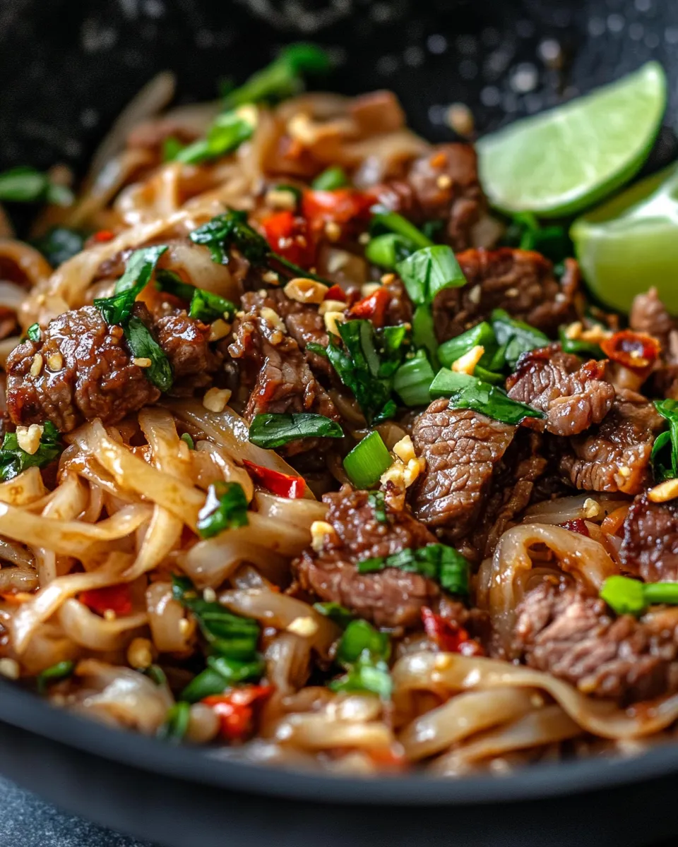 Easy Thai Basil Beef With Rice Noodles recipe photo