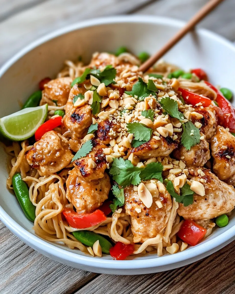 Easy Thai Peanut Chicken Noodles dish photo
