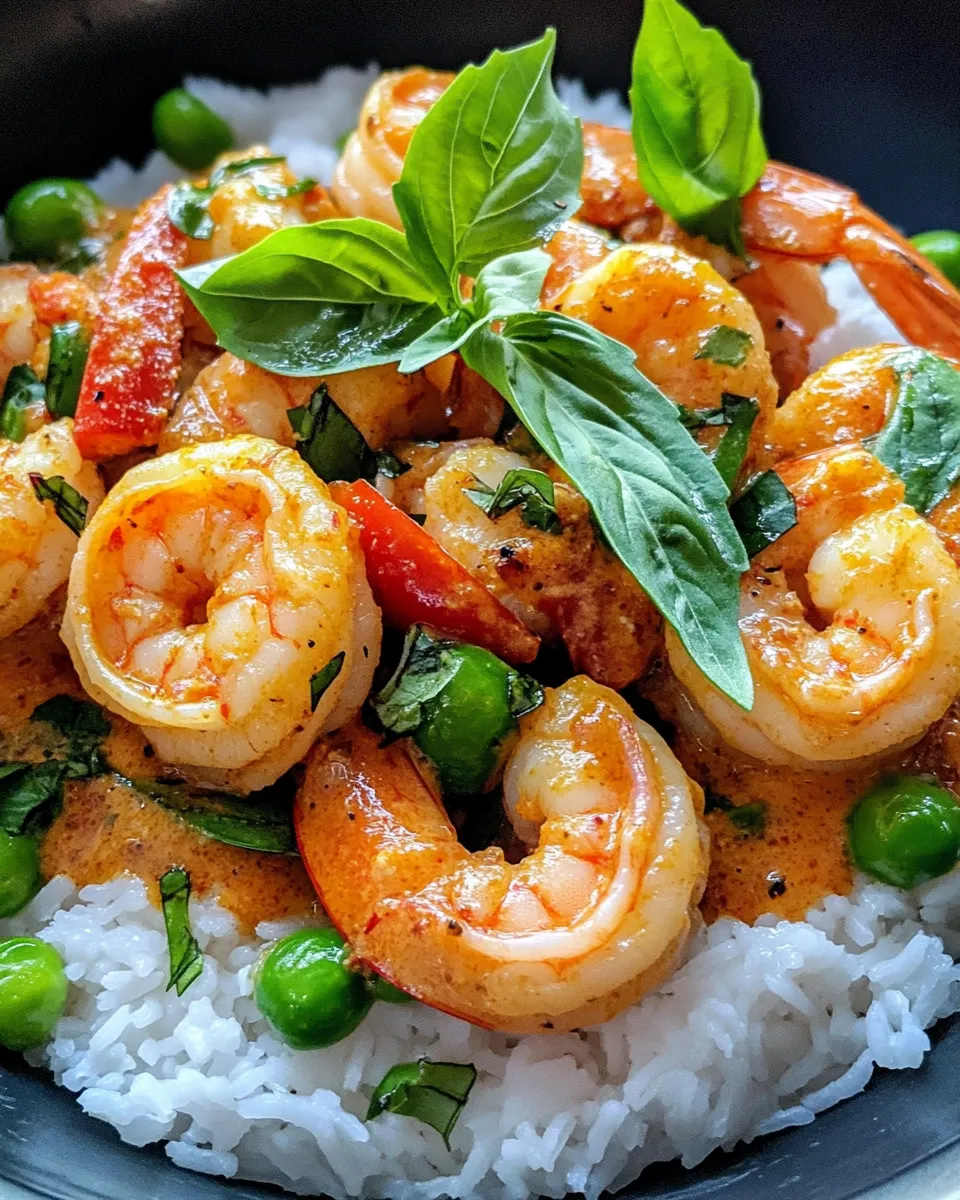 Classic Thai Red Curry Shrimp with Rice dish photo