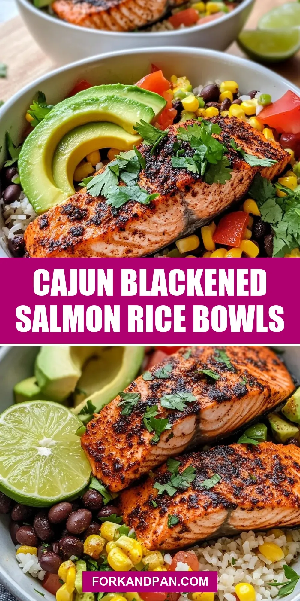 Homemade Cajun Blackened Salmon Rice Bowls
