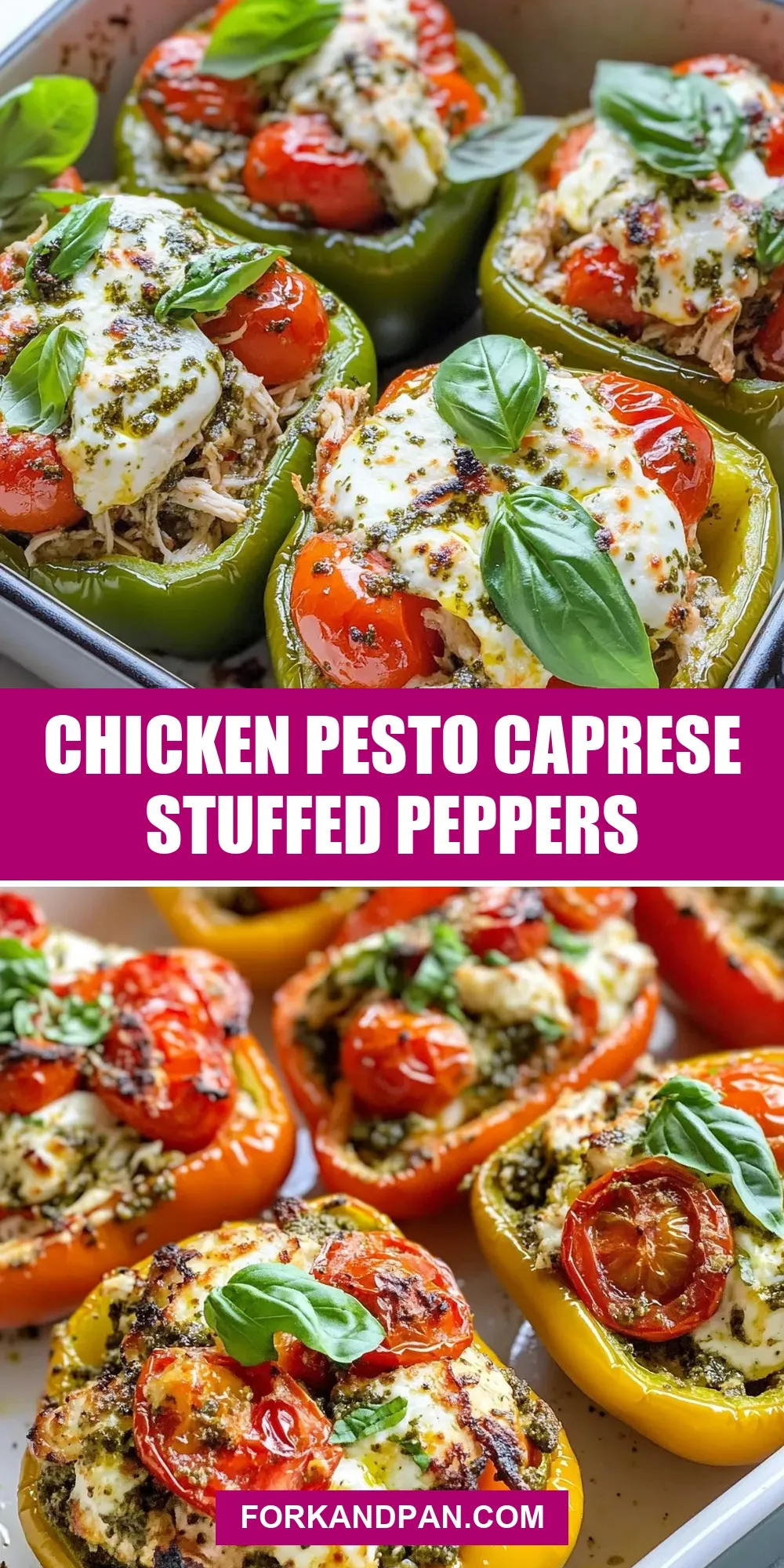 The Best Chicken Pesto Caprese Stuffed Peppers Ever