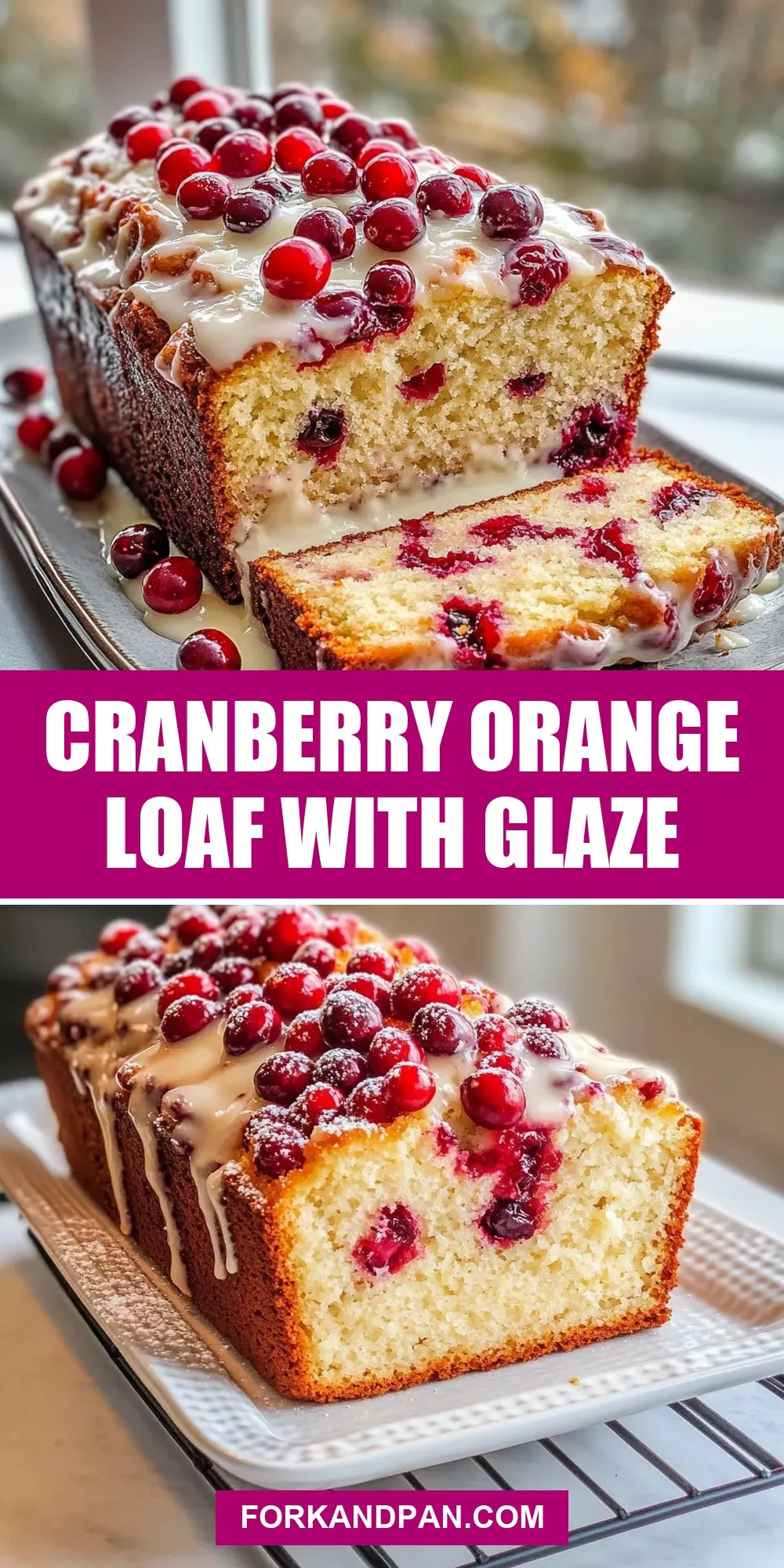 Creamy Cranberry Orange Loaf With Glaze