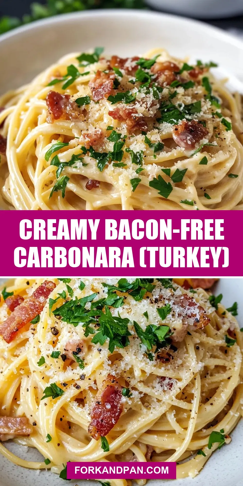Homemade Creamy Bacon-Free Carbonara (Turkey)