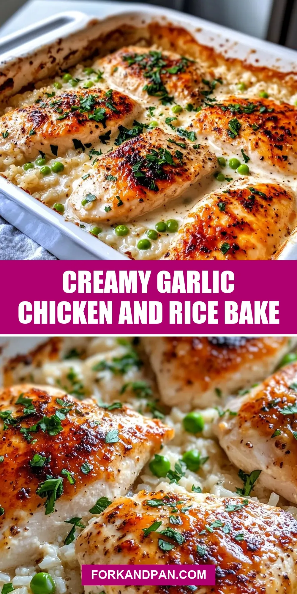 Easy Creamy Garlic Chicken And Rice Bake Recipe