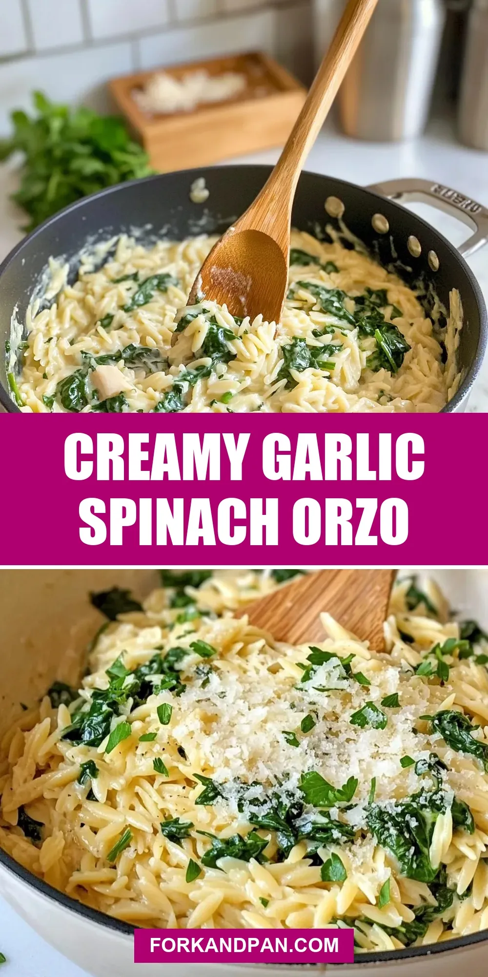 Creamy Garlic Spinach Orzo (Fresh & Delicious)