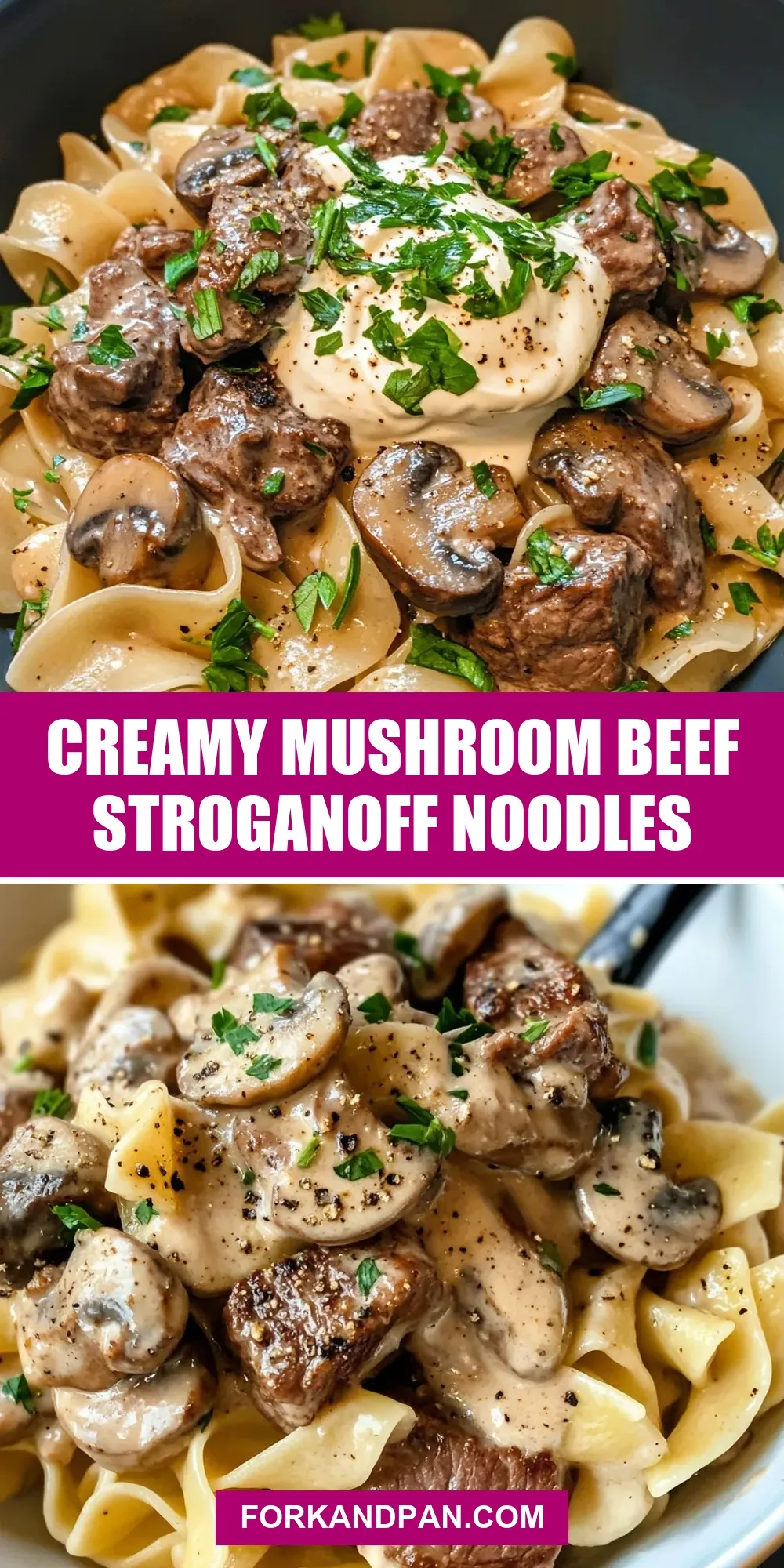 The Best Creamy Mushroom Beef Stroganoff Noodles Ever