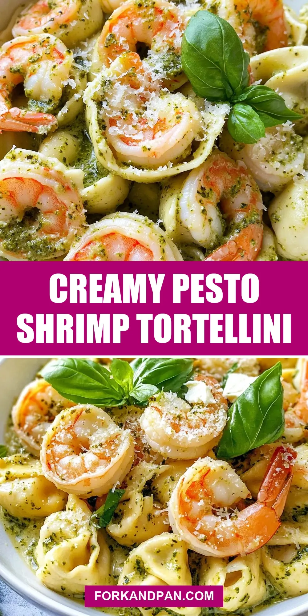 Easy Creamy Pesto Shrimp Tortellini Recipe