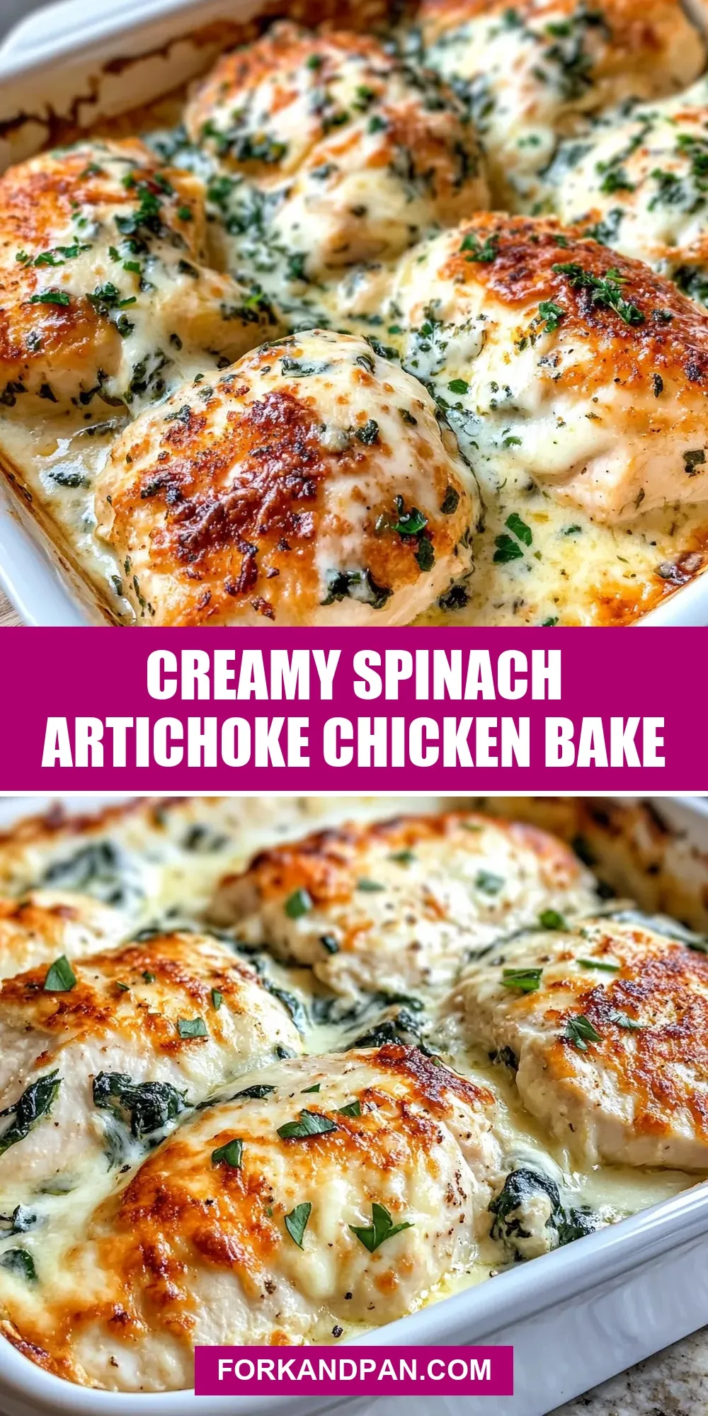 The Best Creamy Spinach Artichoke Chicken Bake Ever