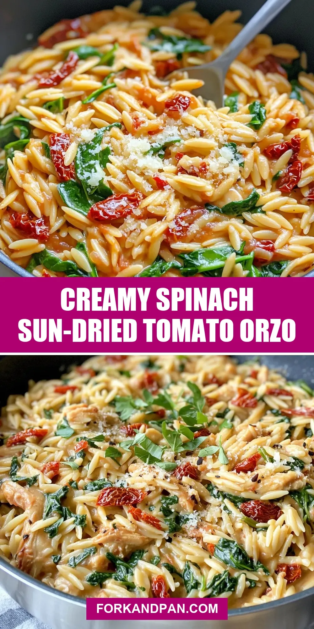 Easy Creamy Spinach Sun-Dried Tomato Orzo Recipe