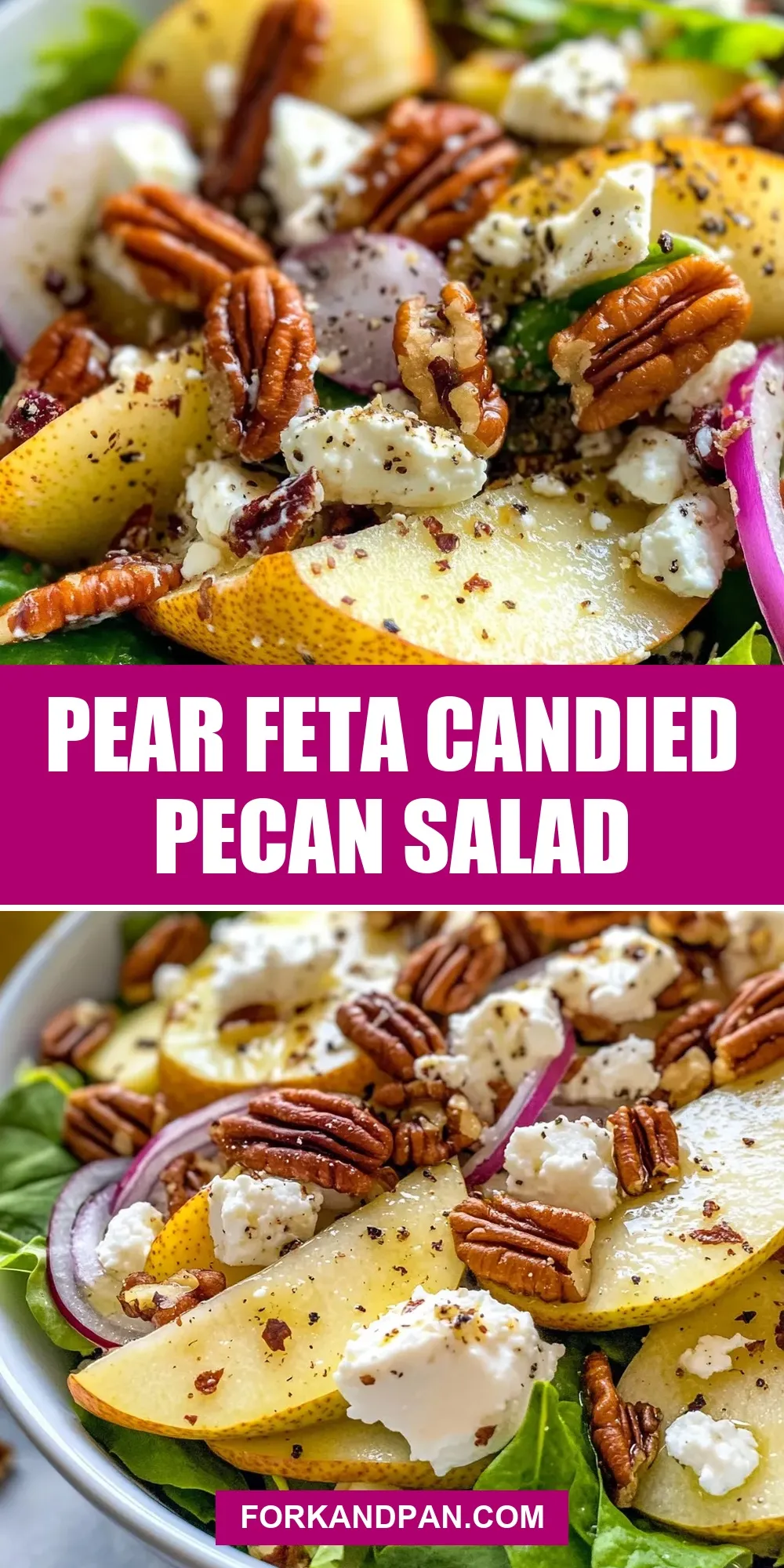Easy Pear Feta Candied Pecan Salad Recipe