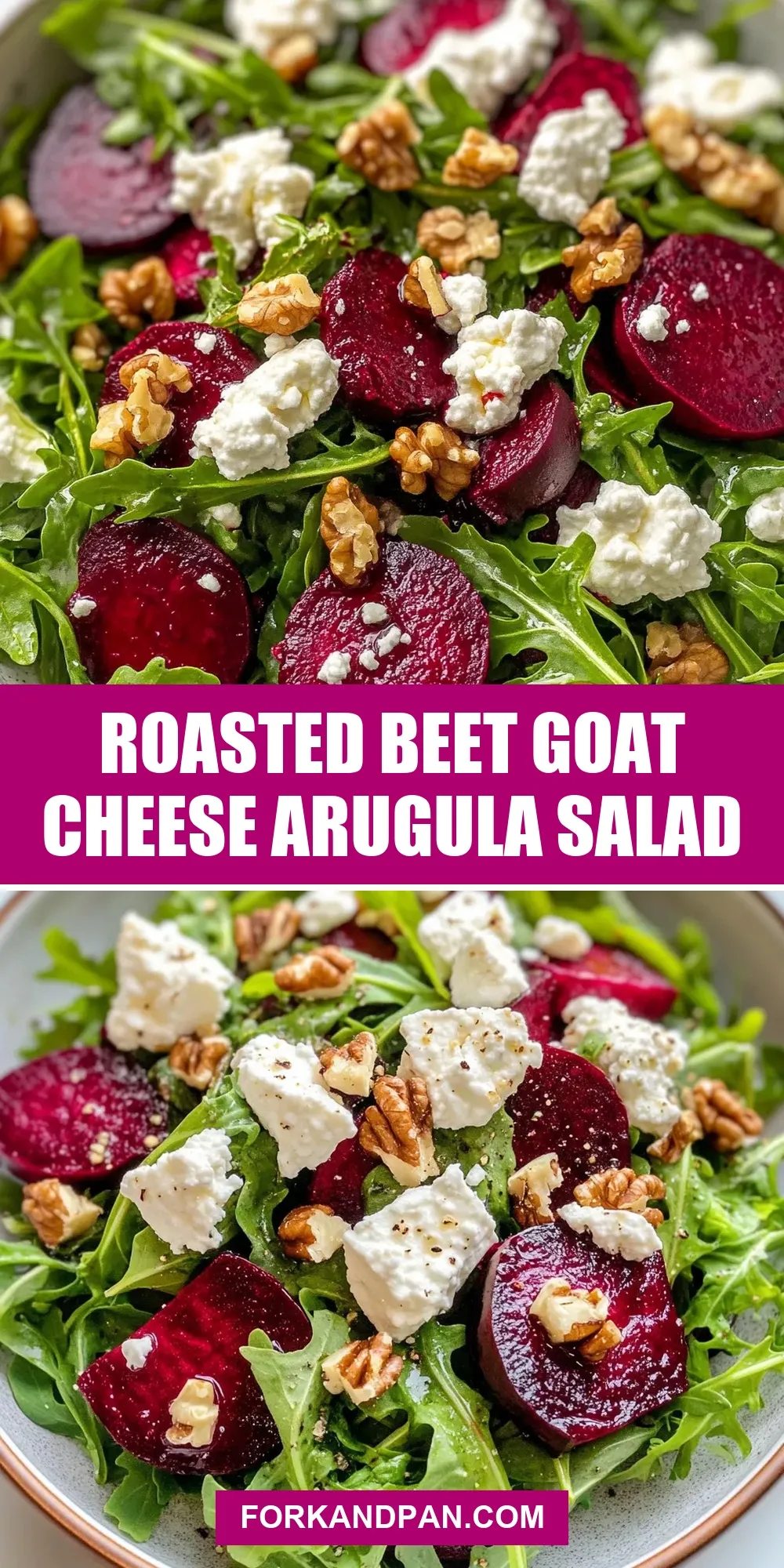 Homemade Roasted Beet Goat Cheese Arugula Salad