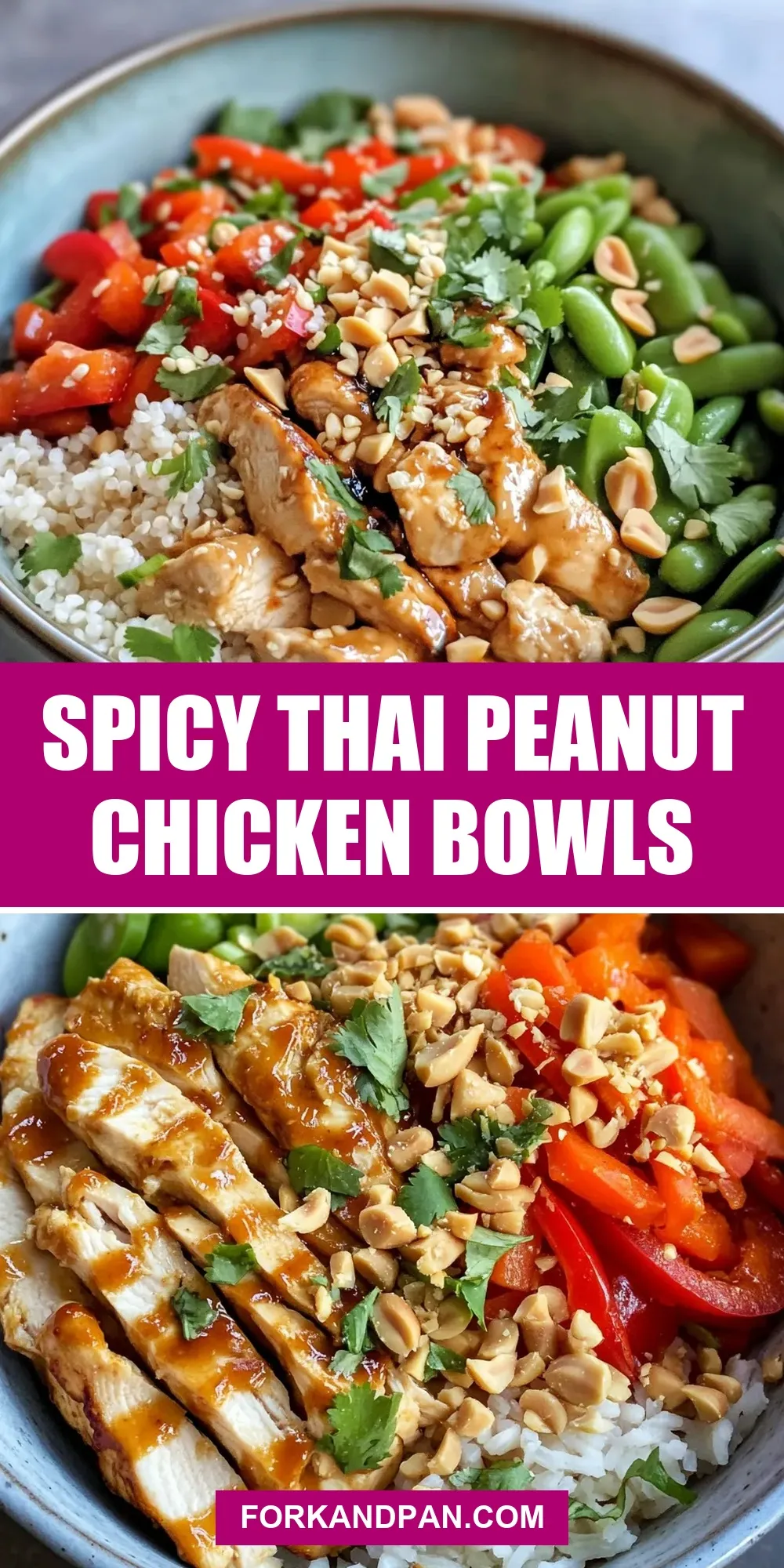 Savory Spicy Thai Peanut Chicken Bowls