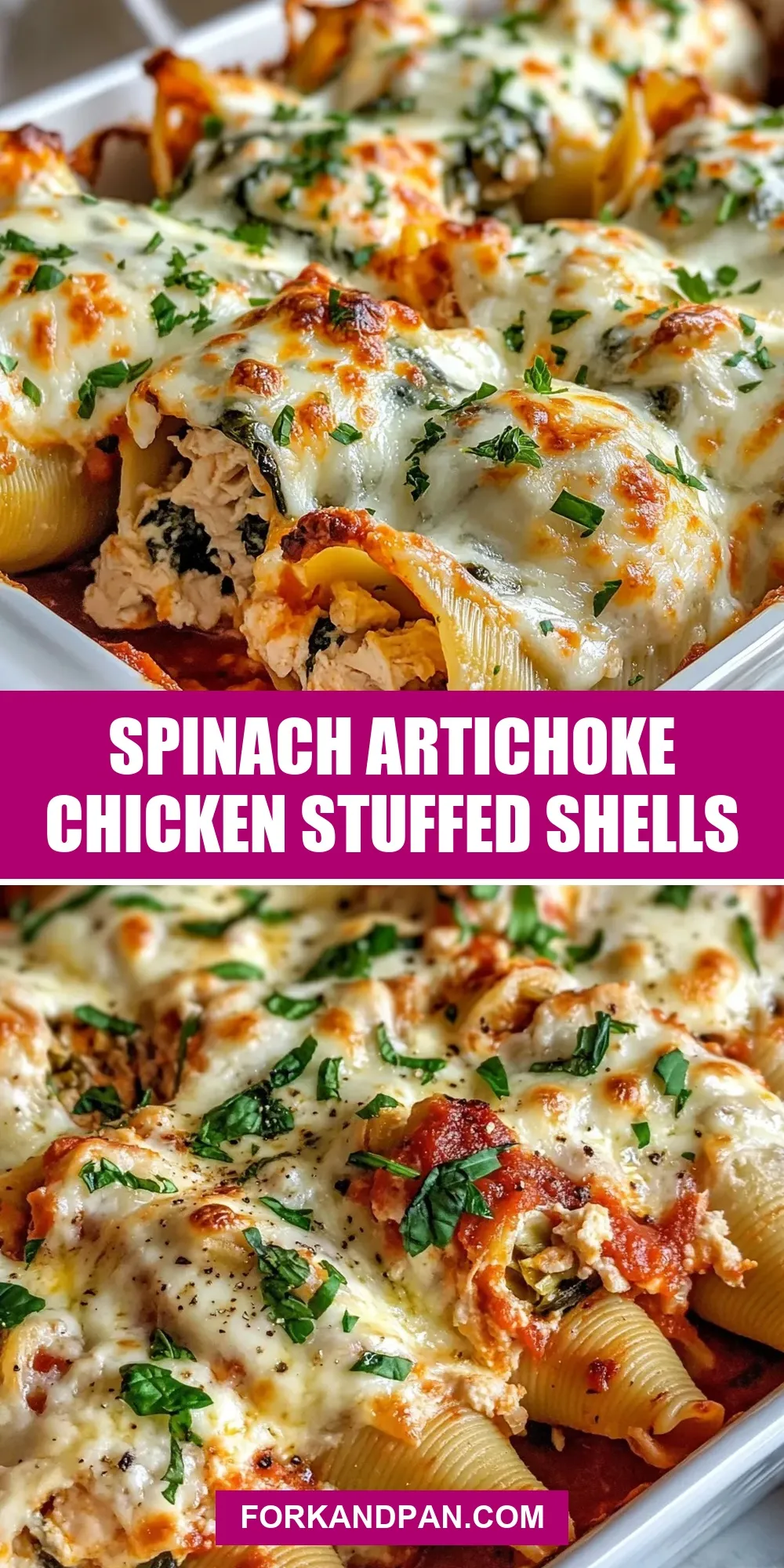 The Best Spinach Artichoke Chicken Stuffed Shells Ever