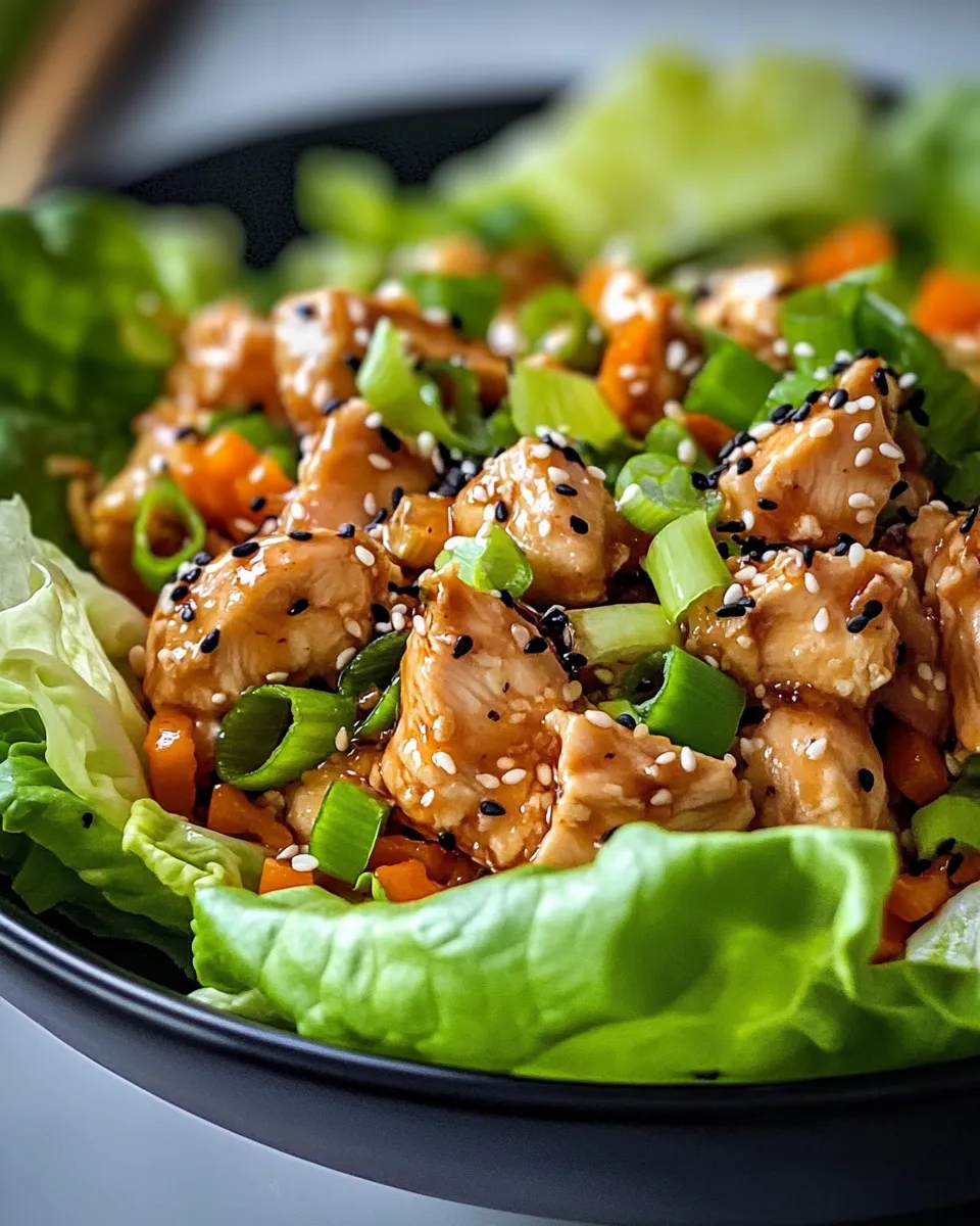 Easy Asian Sesame Chicken Lettuce Wraps food shot