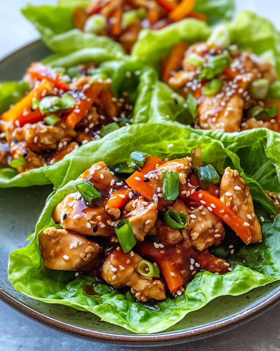 Delicious Asian Sesame Chicken Lettuce Wraps plate image