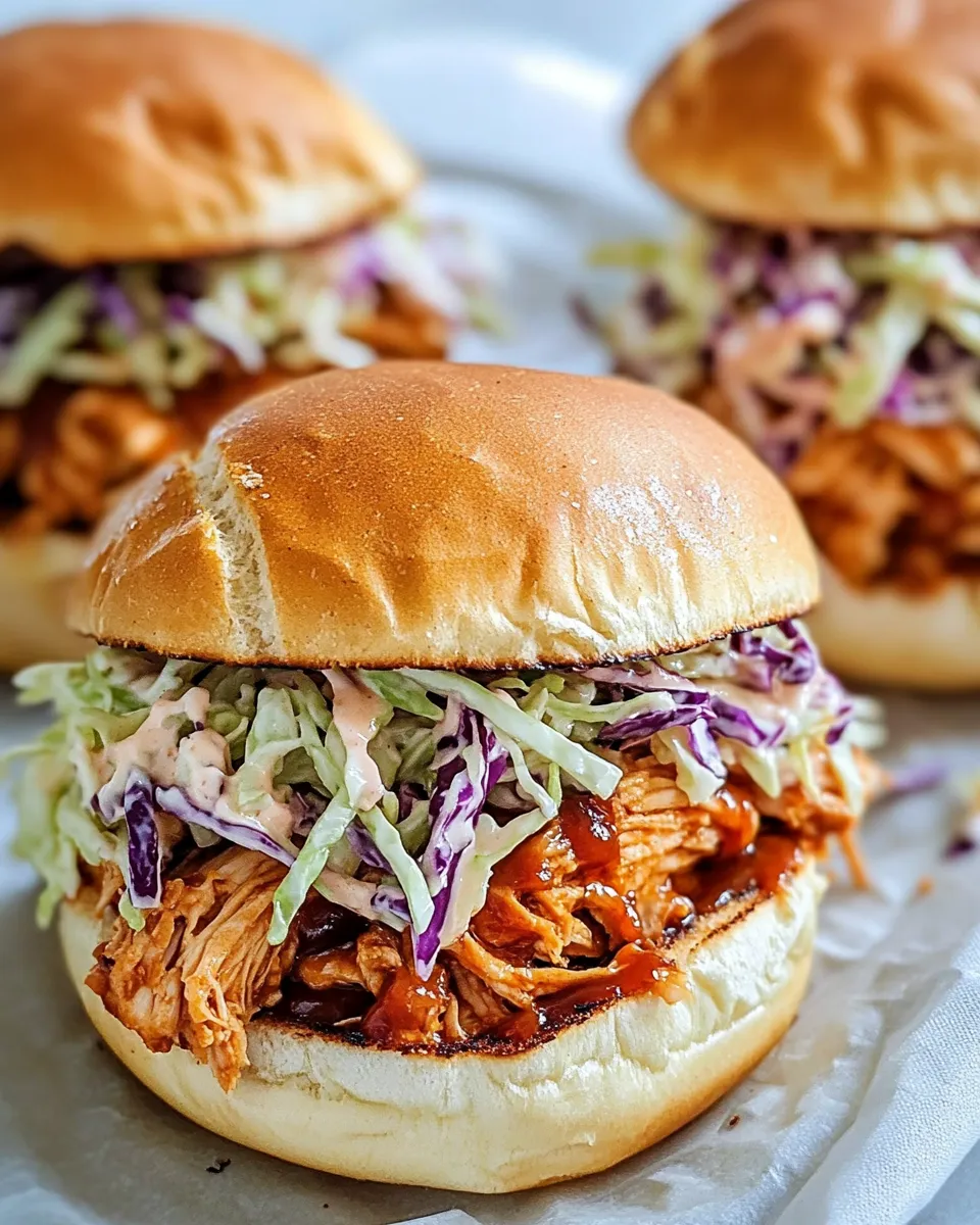 Classic BBQ Pulled Chicken Sandwiches with Coleslaw image