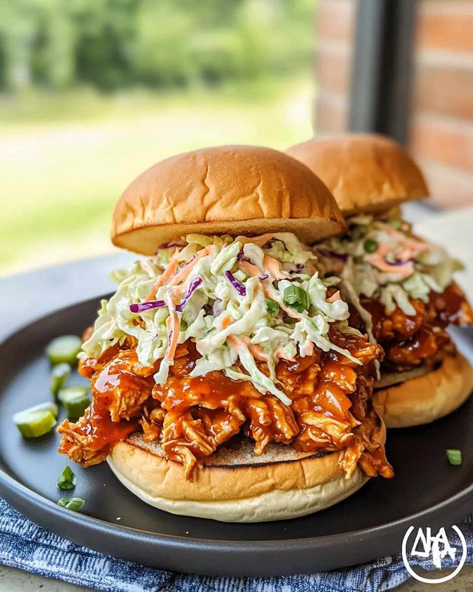 Delicious BBQ Pulled Chicken Sandwiches with Coleslaw dish photo