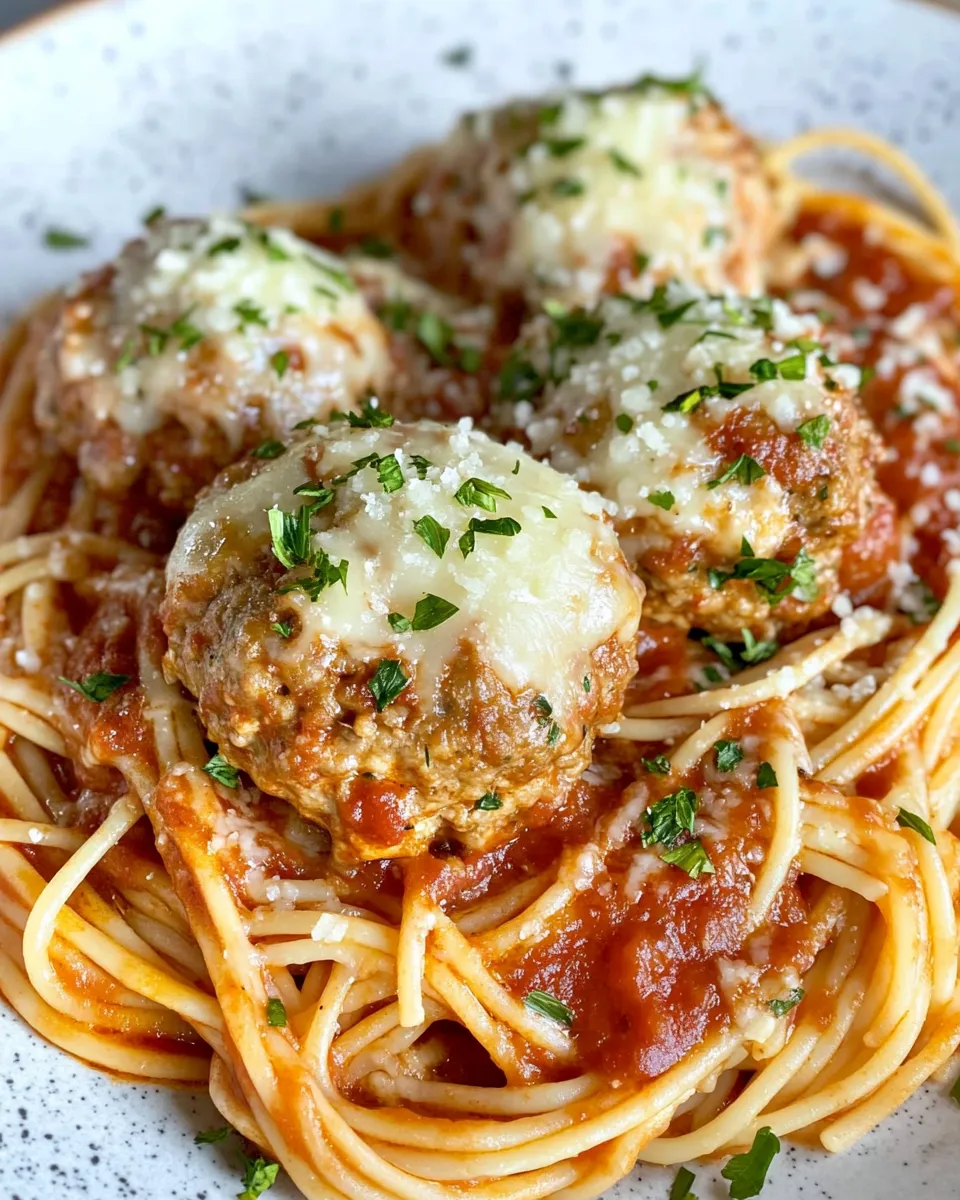Homemade Baked Chicken Parmesan Meatballs with Spaghetti recipe photo