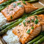 Homemade Baked Honey Mustard Salmon with Asparagus & Rice recipe photo