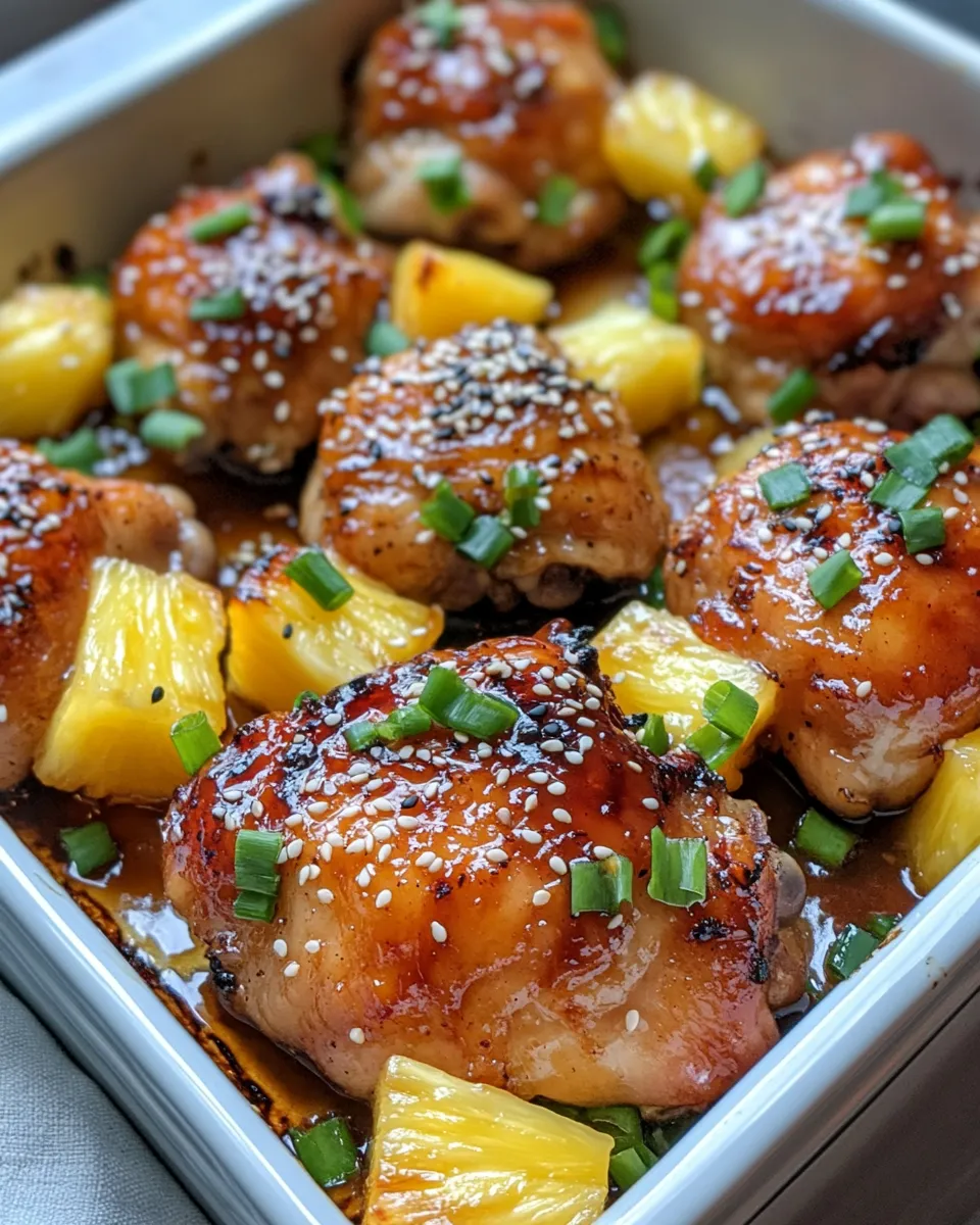 Delicious Baked Teriyaki Chicken Thighs with Pineapple plate image