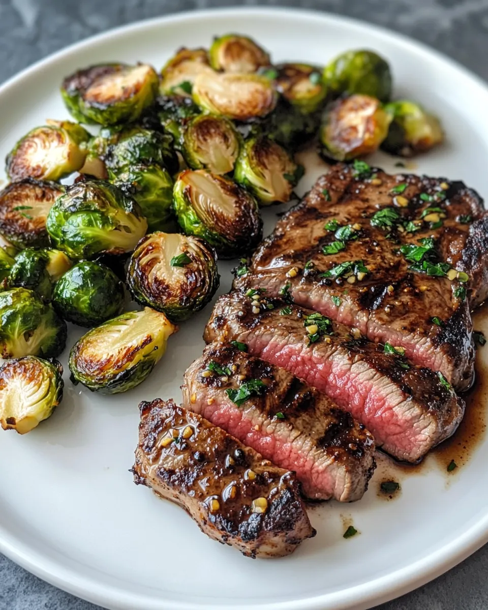 Classic Balsamic Glazed Steak & Roasted Brussels Sprouts image