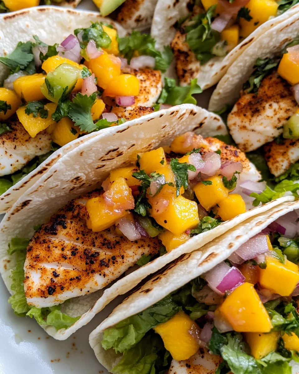 Homemade Cajun Blackened Fish Tacos with Mango Salsa photo