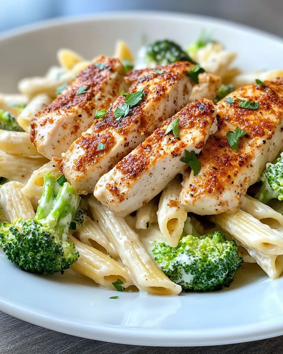 Classic Cajun Chicken Alfredo with Broccoli & Penne dish photo
