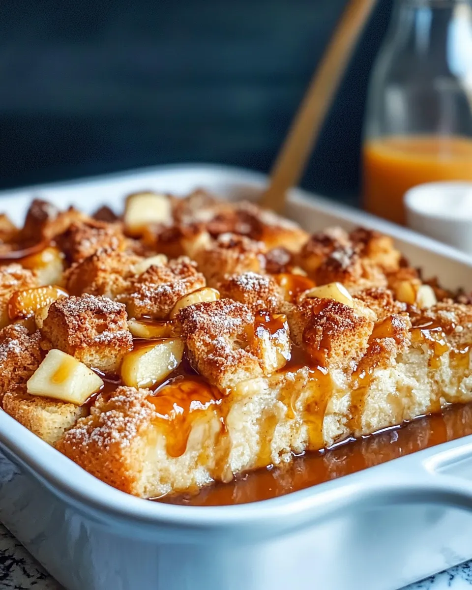 Easy Caramel Apple Bread Pudding with Cinnamon Glaze recipe photo