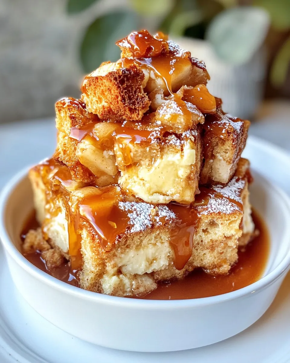 Delicious Caramel Apple Bread Pudding with Cinnamon Glaze dish photo