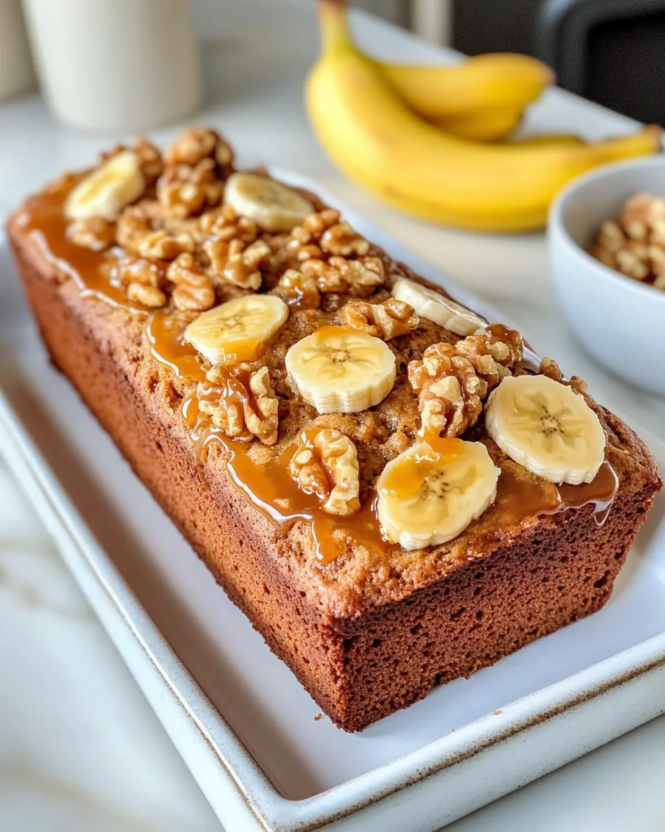 Homemade Caramel Banana Bread with Walnuts recipe photo